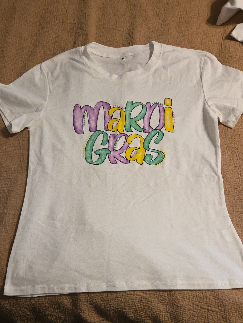 Women White Mardi Gras Graphic Tee